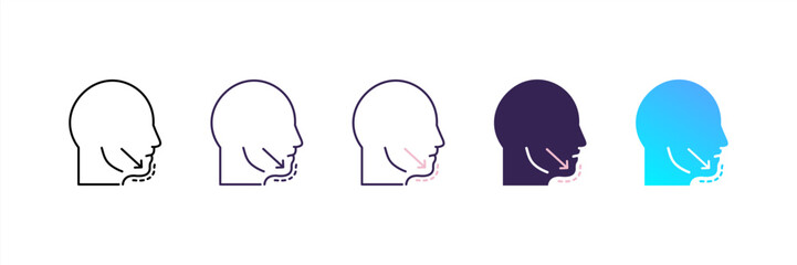 Chin Augmentation icon set multiple style collection
