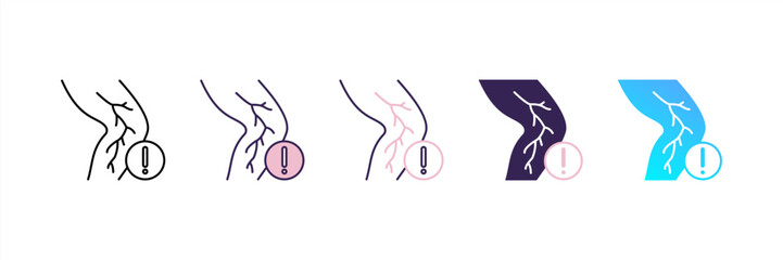 Varicose Veins icon set multiple style collection