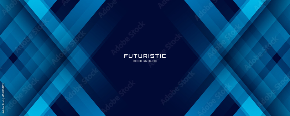 Poster 3d blue techno abstract background overlap layer on dark space with diagonal lines effect decoration