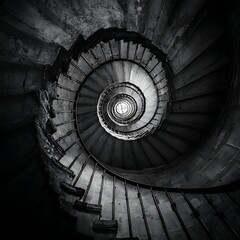 Spiral Staircase Dark Monochrome