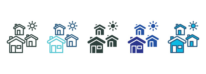 Village Icon Set Multiple Style Of