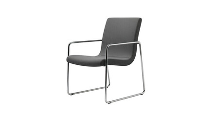 Fototapeta premium Modern grey upholstered office meeting chair with chrome cantilever legs