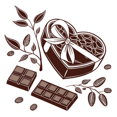 silhouette World Chocolate Day on white background