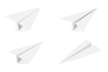 Fototapeta premium Realistic White Paper Airplane Set – 3D Jet Model, Multiple Angles, Isolated on Transparent Background, Stock Vector PNG Illustration