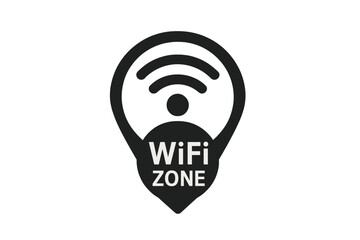 WiFi zone icon with wireless internet signal, transparent background, vector illustration, location marker, network connection, digital communication, technology symbol