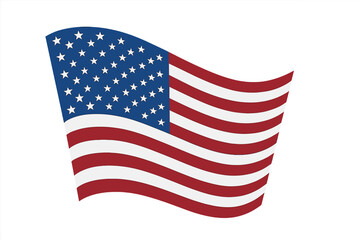 USA flag inclined waving vector illustration, transparent background, United States patriotic symbol, American flag design, stars and stripes, digital vector art, independence day
