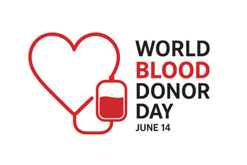 World Blood Donor Day June 14th, Donate Blood Concept with Heart Line Tape, Blood Donation Vector Illustration, Transparent PNG and Vector Graphic