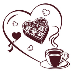 silhouette World Chocolate Day on white background