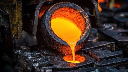 Automated casting equipment pouring molten metal into precision molds