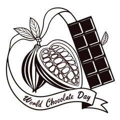 silhouette World Chocolate Day on white background