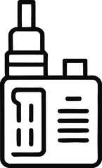 Obraz premium Simple black line art icon of a vape mod with a tank on a white background
