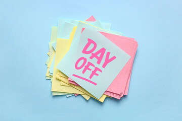 Heap of different sticky notes with question mark on color background