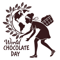 silhouette World Chocolate Day on white background