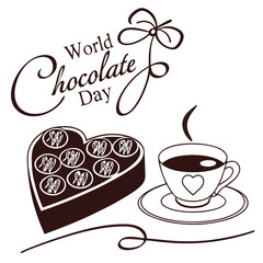 silhouette World Chocolate Day on white background