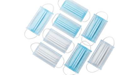Collection of disposable medical masks for preventing the spread of germs and viruses