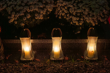 Wroclaw, Poland - 10.31.2023: All Souls Night at Osobowice Cemetery.