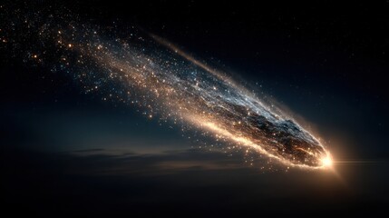 Stunning depiction of a celestial object traversing the dark expanse of space