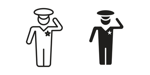 Salute icon design element. Editable stroke. Vector