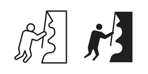 People Climbing icon design element. Editable stroke. Vector