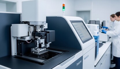 Close-up of a DNA sequencing machine