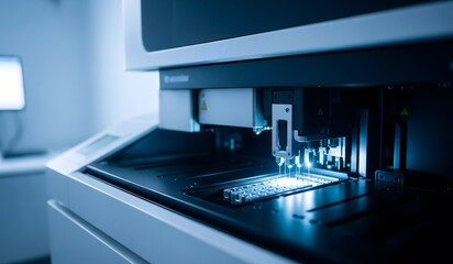 Close-up of a DNA sequencing machine
