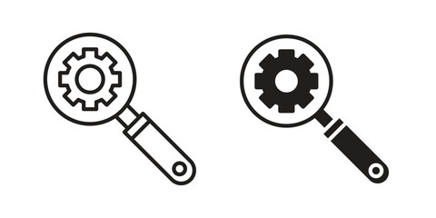 Investigate icon design element. Editable stroke. Vector