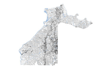 Vector map of Sandy Springs, GA: showcases layered infrastructure with detailed building outlines, clear highway network, and significant Chattahoochee River/stream systems