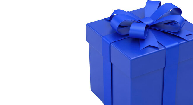 A stunning royal blue gift box tied with a matching satin ribbon and a perfect bow creating a festive and elegant surprise for any special occasion celebration or holiday event - Powered by Adobe