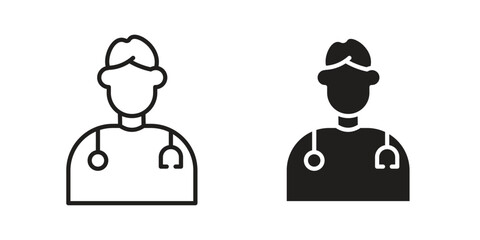 Doctor icon design element. Editable stroke. Vector