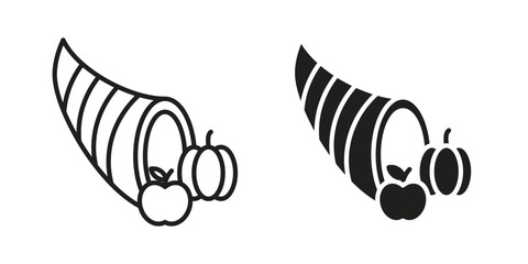 Cornucopia icon design element. Editable stroke. Vector