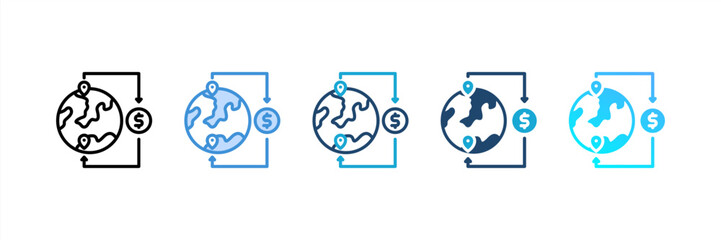 Send Money Abroad icon set multiple style collection