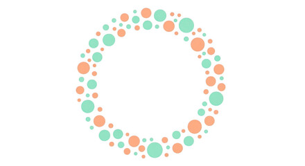 Abstract Circle of Colorful Dots and Bubbles on Black Background