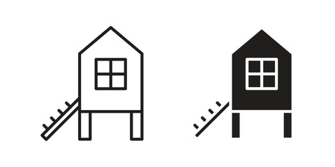 Chicken coop icon design element. Editable stroke. Vector © Surya