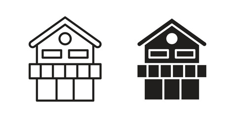Chalet icon design element. Editable stroke. Vector
