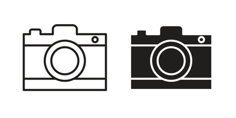 Camera icon design element. Editable stroke. Vector