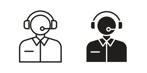 Callcenter icon design element. Editable stroke. Vector