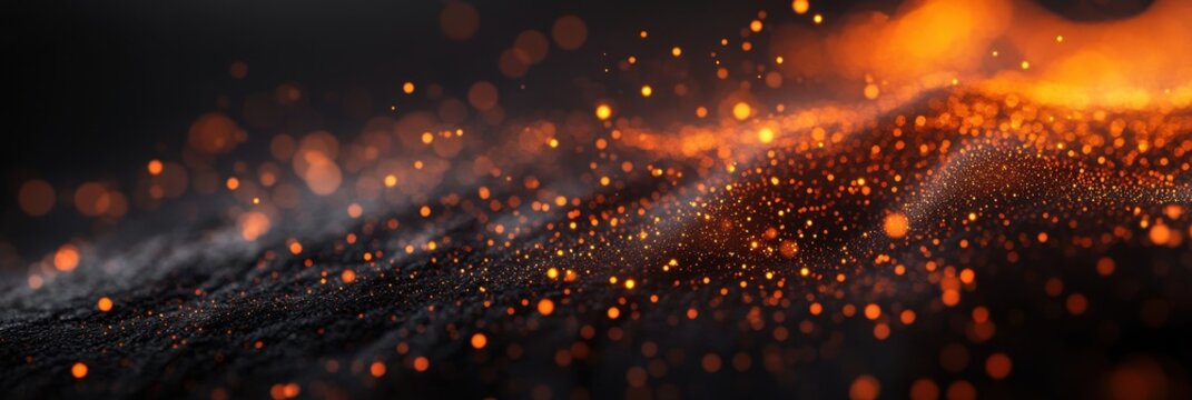 Vibrant orange tech sparks on dark background illustrating dynamic connections