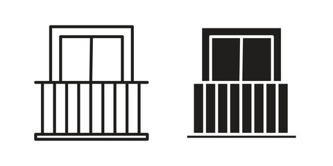 Balcony icon design element. Editable stroke. Vector