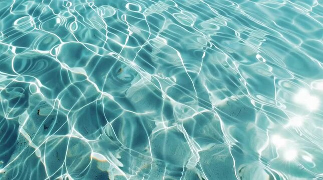 透明な水面と光の反射が美しい夏の抽象的背景　水面が波打つ動画