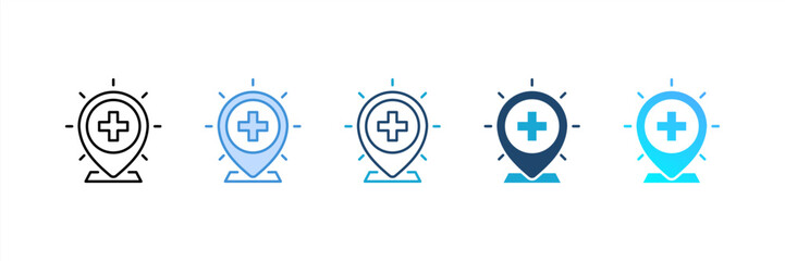 Location icon set multiple style collection