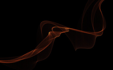 Dark abstract background with a glowing abstract waves