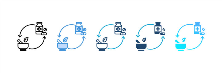 Alternative Medicine icon set multiple style collection