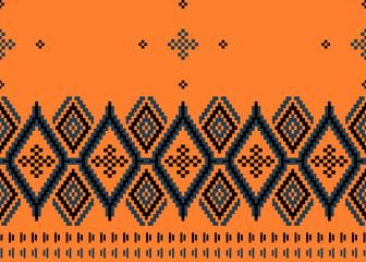 Orange Ethnic Geometric Diamond Pattern - Woven Textile