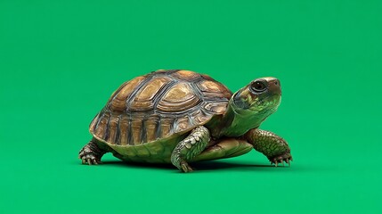 Obraz premium Turtle on Green Background