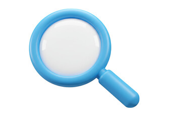 3D Blue Magnifying Glass on Transparent Background