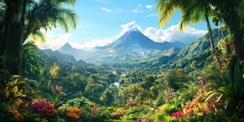 Tropical Paradise: Lush Volcanic Landscape