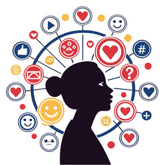 silhouette world emoji day on white background