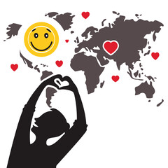 silhouette world emoji day on white background