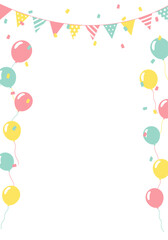 バースデーカード_誕生日パーティー背景（タテ）
風船