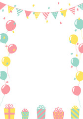 バースデーカード_誕生日パーティー背景（タテ）
風船とプレゼント